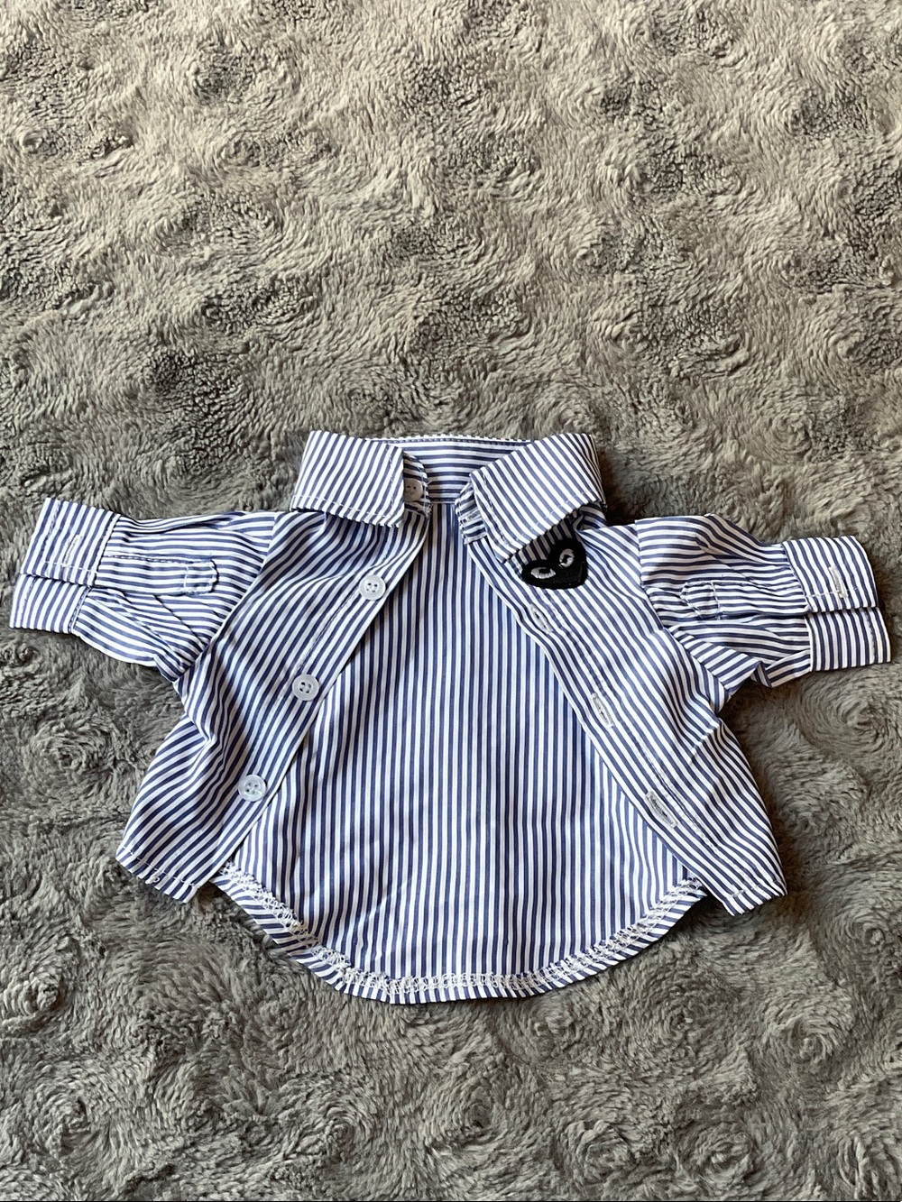 Striped Blue & White Button-Up Dog Shirt with Collar NWOT